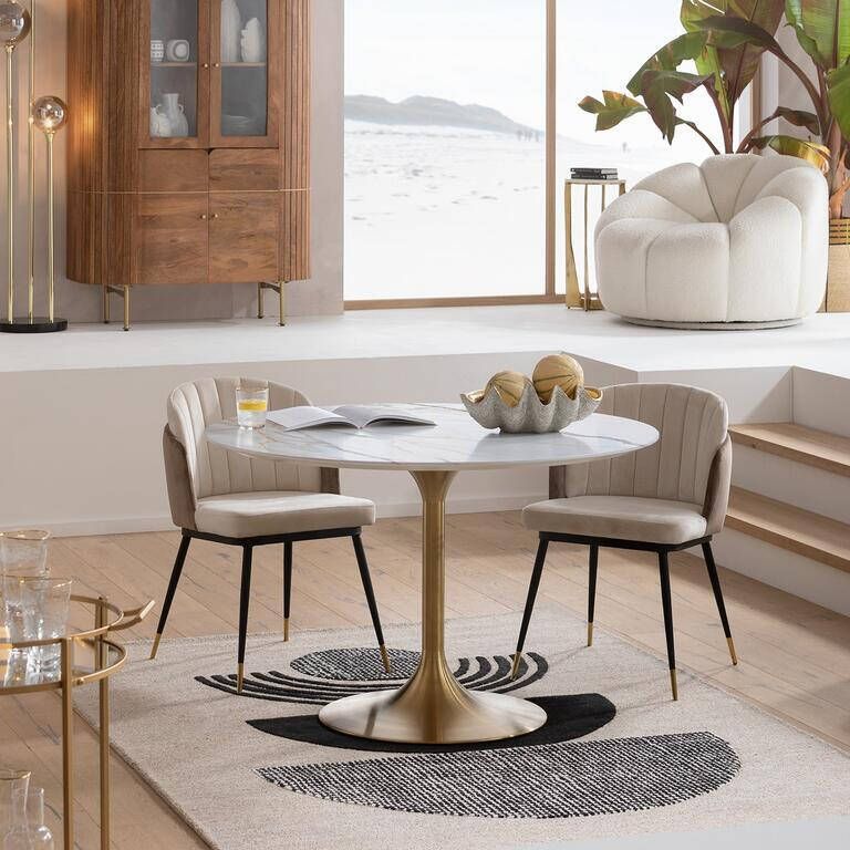 Kare Design Eettafel Invitation keramiek wit en goud