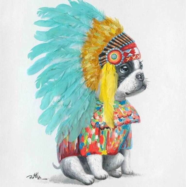 Kare Design Kare Canvas Headdress Dog 80x80cm