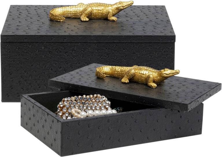 Kare Design Kare Deco Box Crocodile Black (2|Set)