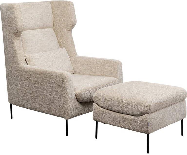 Kare Design Kare Fauteuil + Hocker Quinn High Beige