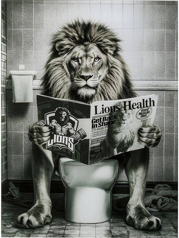 Kare Design Kare Glasschilderij Bath Lion 60x80cm