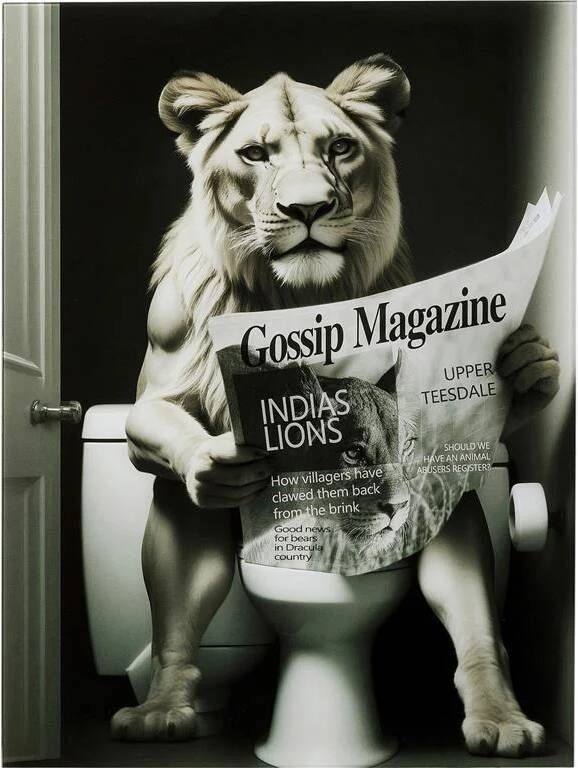 Kare Design Kare Glasschilderij Bath Lioness 60x80cm