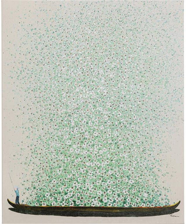 Kare Design Kare Schilderij Flower Boat Beige Green 80x100cm