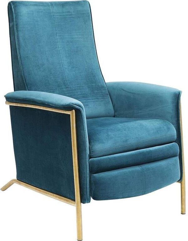 Kare Design Lazy Velvet Relaxfauteuil Blauw Fluweel Messing Frame