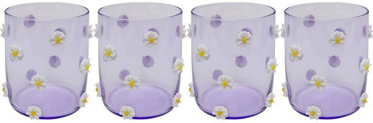 Kare Design Party Waterglazen bloemen paars 4st