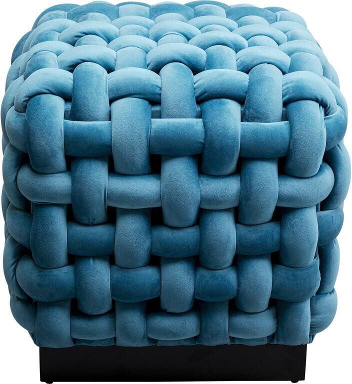 Kare Design Weave kruk blauw fluweel