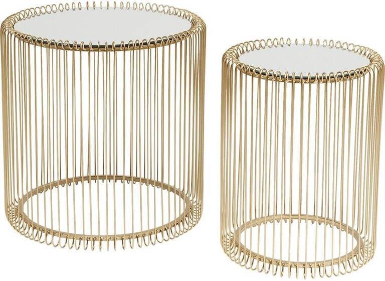 Kare Design | Bijzettafel Wire Brass (2 Set) -Ø44cm | Woonkamertafels | Bijzettafel