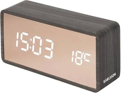 Karlsson Alarm clock Copper Mirror LED black wood veneer