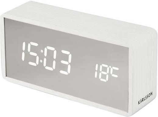 Karlsson Alarm clock Silver Mirror LED white wood veneer