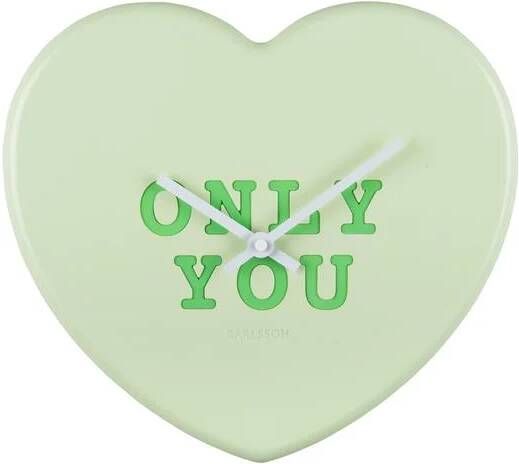 Karlsson Wandklok Heart Candy Zachtgroen