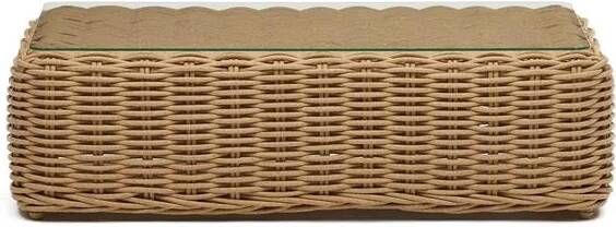 Kave Home Outdoor Salontafel Portlligat Rattan en glas 112 x 62cm Naturel