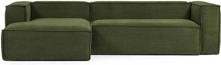 Kave Home Loungebank 'Blok' Rib Links kleur Donkergroen