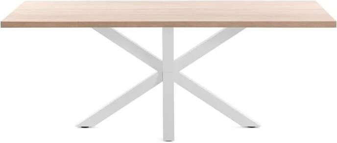 Kave Home Argo tafel 180 cm natuurlijke melamine wit benen