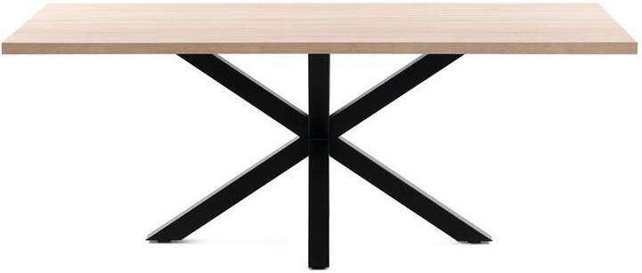 Kave Home Argo tafel 200 cm natuurlijke melamine zwarte benen