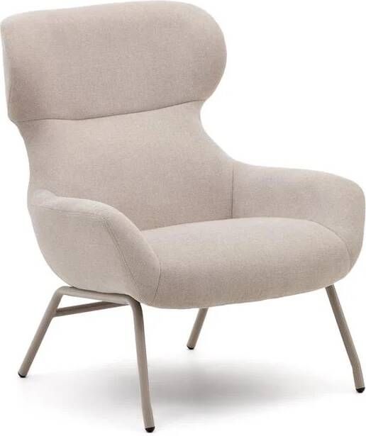 Kave Home Belina-fauteuil van beige chenille en staal met witte