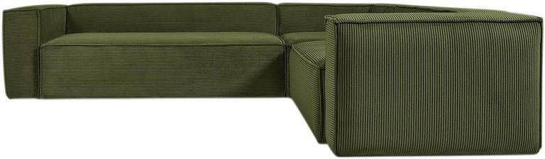 Kave Home 5-zits hoekbank Blok in groen dik ribfluweel corduroy 320 x 290 cm 290 x 320 cm