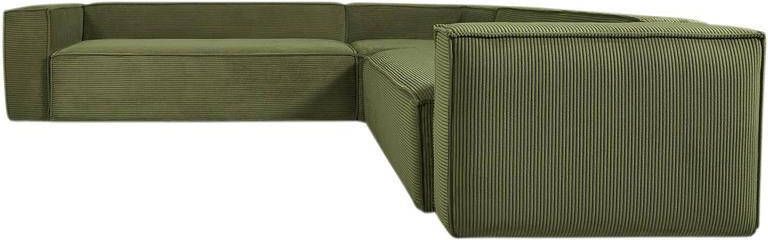 Kave Home 6-zits hoekbank Blok in groen dik ribfluweel corduroy 320 x 320 cm