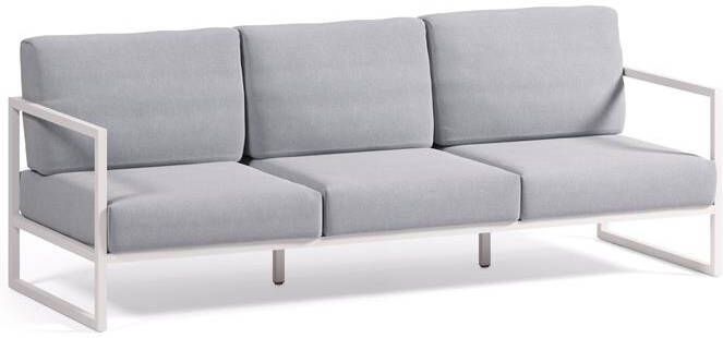 Kave Home Comova 3-zitsbank voor buiten in blauw en wit aluminium