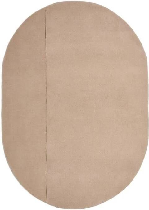 Kave Home Cosima ovaal wollen tapijt in beige Ø 160 x 230 cm