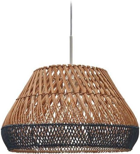 Kave Home Daro lampenkap in rotan met natuurlijke afwerking en blauw