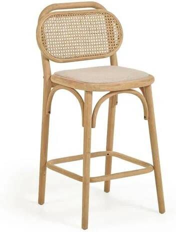 Kave Home Doriane 65 cm height solid oak stool with natural