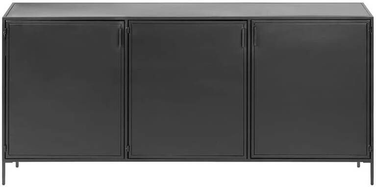Kave Home Shantay metalen dressoir in zwart gelakte afwerking met 3 deuren 160 x 72 cm