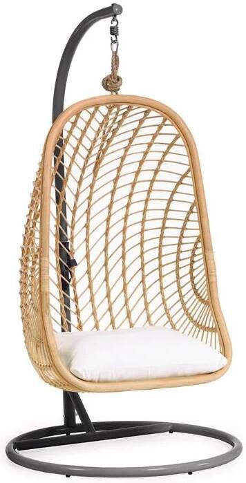 Kave Home Hangstoel Ekaterina Met standaard Rotan Naturel Donkergrijs