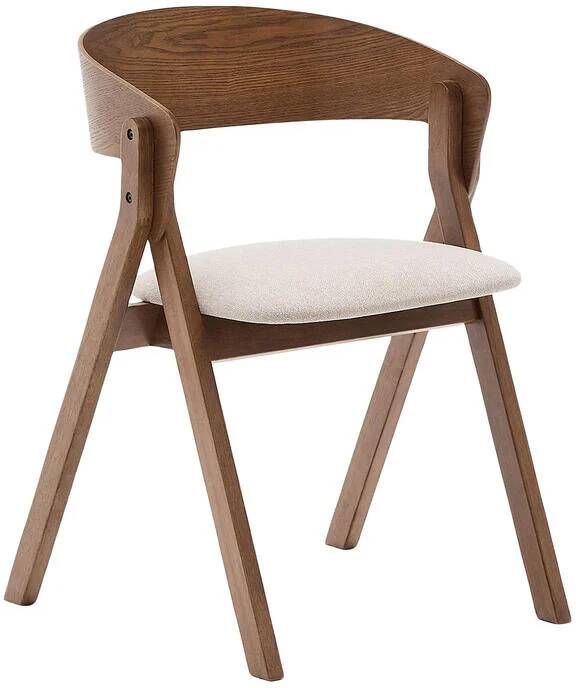 Kave Home Eetkamerstoel Godia Essen en rubberhout Beige Wengé