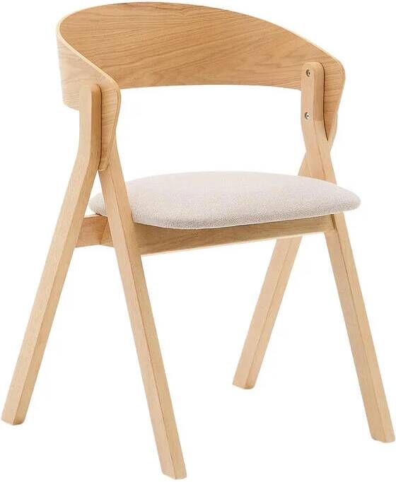 Kave Home Eetkamerstoel Godia Essen en rubberhout Beige Naturel