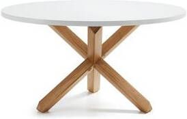 Kave Home Ronde Eettafel Lotus 135cm Wit Eiken
