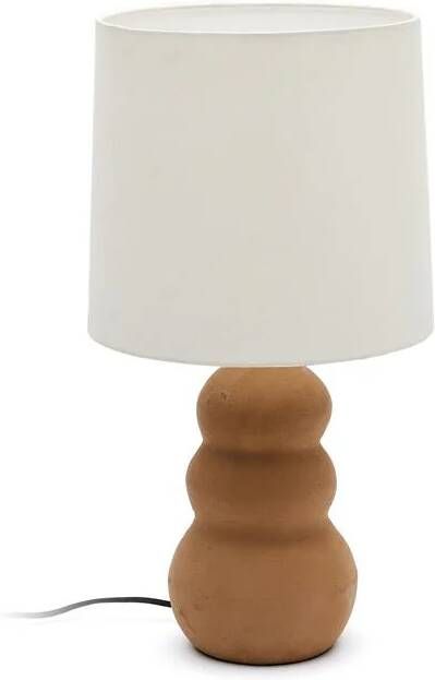 Kave Home Madsen-tafellamp van terracotta met witte lampenkap
