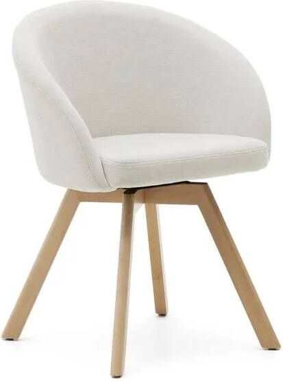 Kave Home Marvin-draaistoel met beige chenille stof massief