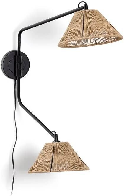 Kave Home Pontos wandlamp van jute met natuurlijke afwerking