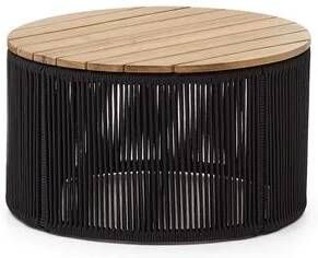 Kave Home Outdoor Salontafel Dandara Acaciahout en touw 60cm Zwart
