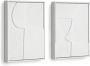 Kave Home Wandpaneel Beija Wit reliëf canvas 30 x 40cm Set van 2 stuks - Thumbnail 1
