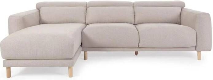 Kave Home Singa 3-zitsbank met chaise longue links in beige 296 cm