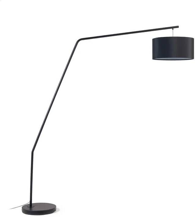 Kave Home Vloerlamp Ciana metaal met zwarte finish en katoenen kap