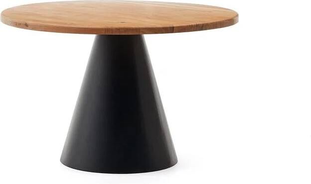 Kave Home Wilshire: ronde tafel in massief acaciahout en zwarte