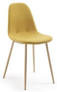 Kave Home Yaren mosterdkleurige stoel met hout-effect stalen poten