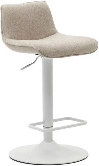 Kave Home Zenda-kruk in beige chenille en staal met matwitte afwerking 81- 102 cm