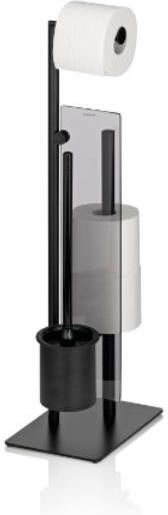 Kela Toiletrol En Wc-borstel Houder 18 X 26 Cm Getint Glas Zwart Style