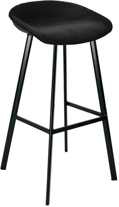 Kick Collection KICK Barkruk 'Finn' Velvet kleur Zwart (zithoogte 80cm)