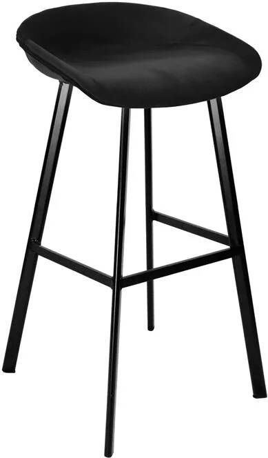 Kick Collection KICK Barkruk 'Finn' Velvet kleur Zwart (zithoogte 70cm)