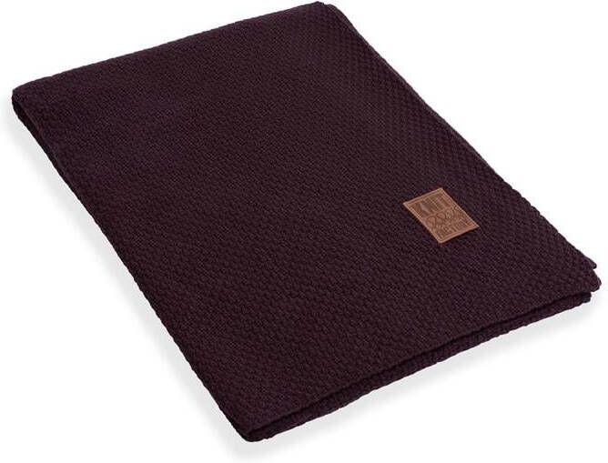 Knit Factory Jesse Gebreid Plaid Woondeken plaid Wollen deken Kleed Aubergine 160x130 cm