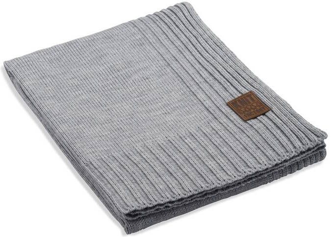Knit Factory Uni Gebreid Plaid Woondeken plaid Wollen deken Kleed Licht Grijs 160x130 cm