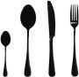 Krumble Bestekset 24 delig 6 personen Bestek bestaat uit een mes vork eetlepel en dessertlepel Bestek set halfmat Dinermes Tafellepel Staal Zwart - Thumbnail 2