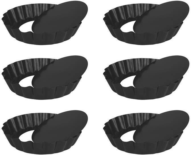 Krumble Mini Quiche vormpjes Metaal Zwart Set van 6