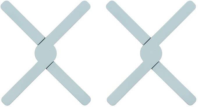Krumble Opvouwbare siliconen pannenonderzetter Blauw Set van 2
