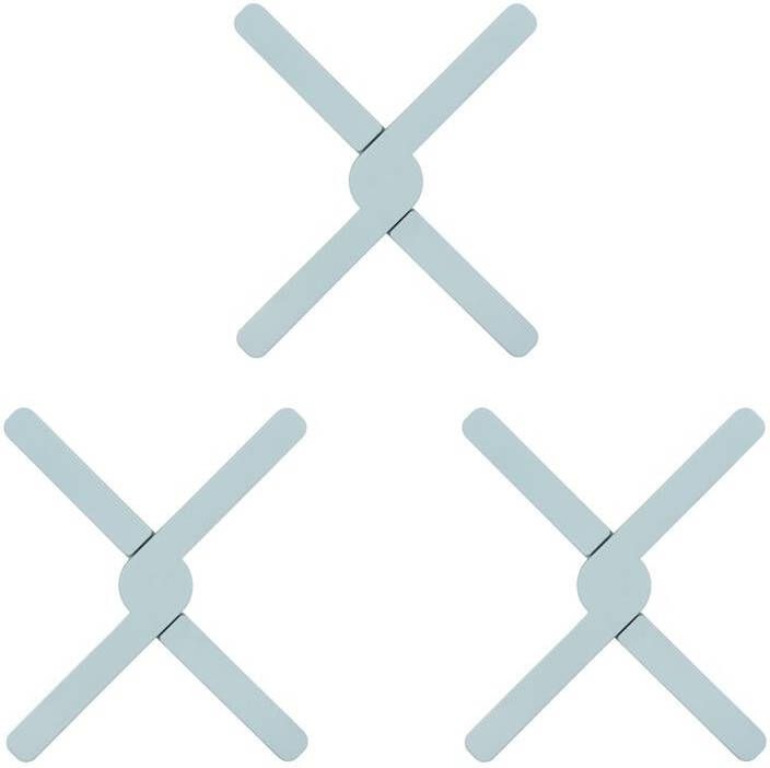 Krumble Opvouwbare siliconen pannenonderzetter Blauw Set van 3