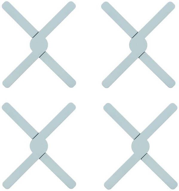 Krumble Opvouwbare siliconen pannenonderzetter Blauw Set van 4